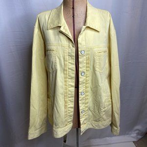 Chico's Size 3 Perfect Stretch Soft Hue Denim Jacket Soft Pale Yellow